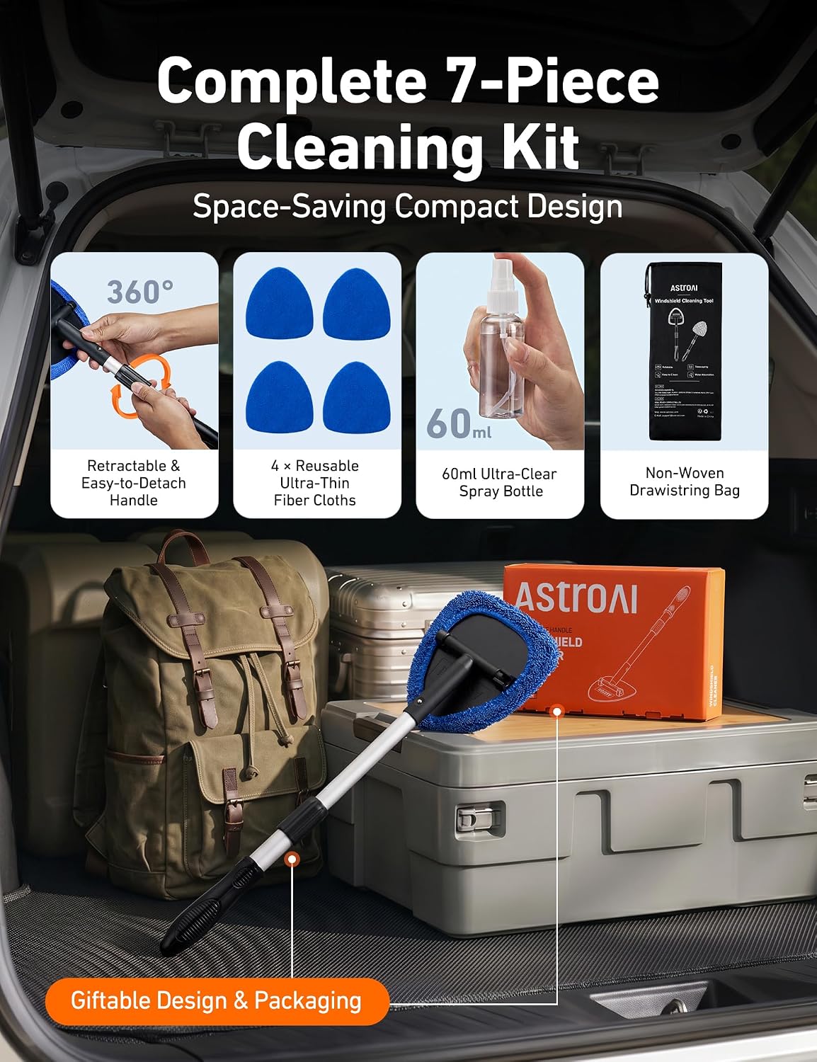 AstroAI Telescoping Windshield Cleaner – Housewarming Gift for New Car Owners and SUV Enthusiasts