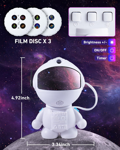 AstroLume Astronaut Galaxy Projector for Kids Room – 12 Space Scenes with Auto-Off Timer for Nursery and Playroom
