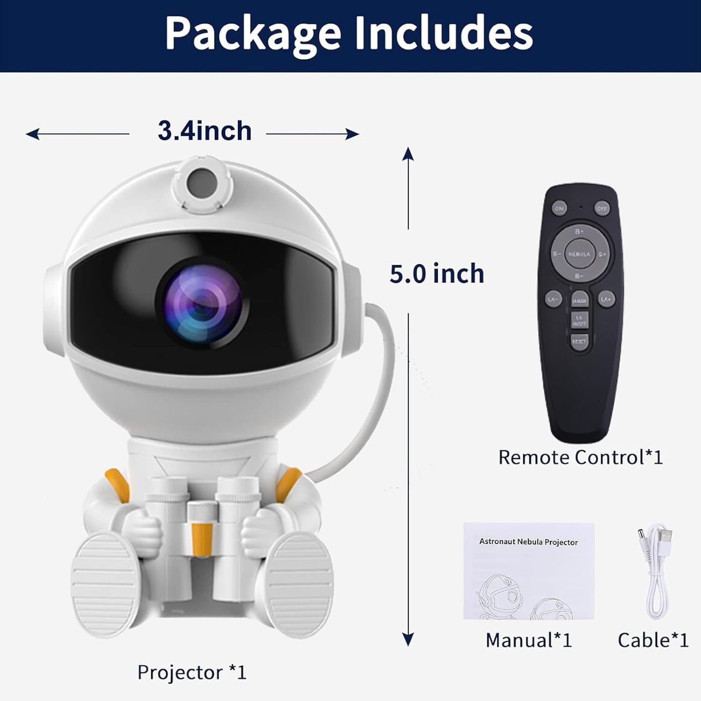Astronaut Galaxy Night Light – Child-Safe Star Projector for Nursery & Kids Bedroom, Remote Control with Auto Shutoff Timer