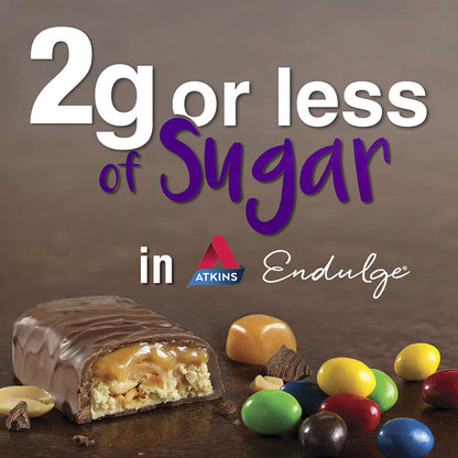 Atkins Endulge Caramel Nut Chew Bar – Lunchbox Treat for Low-Sugar Kid Snacking, Individually Wrapped