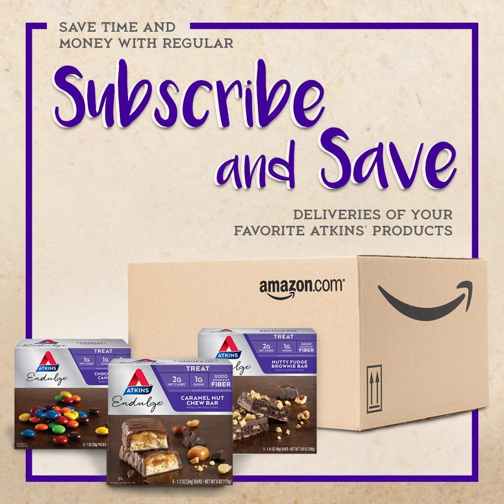 Atkins Endulge Caramel Nut Chew Bar – Thoughtful Gift for Low-Carb Friends, 5 Count Variety