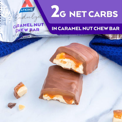 Atkins Endulge Caramel Nut Chew Bar – Thoughtful Gift for Low-Carb Friends, 5 Count Variety
