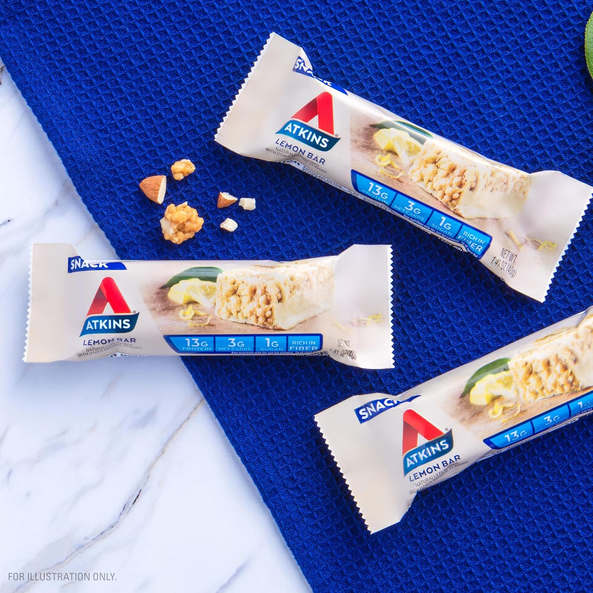 Atkins Lemon Flavored Snack Bar – Travel Snack Bar for Road Trips and Flights, Keto and Gluten Free
