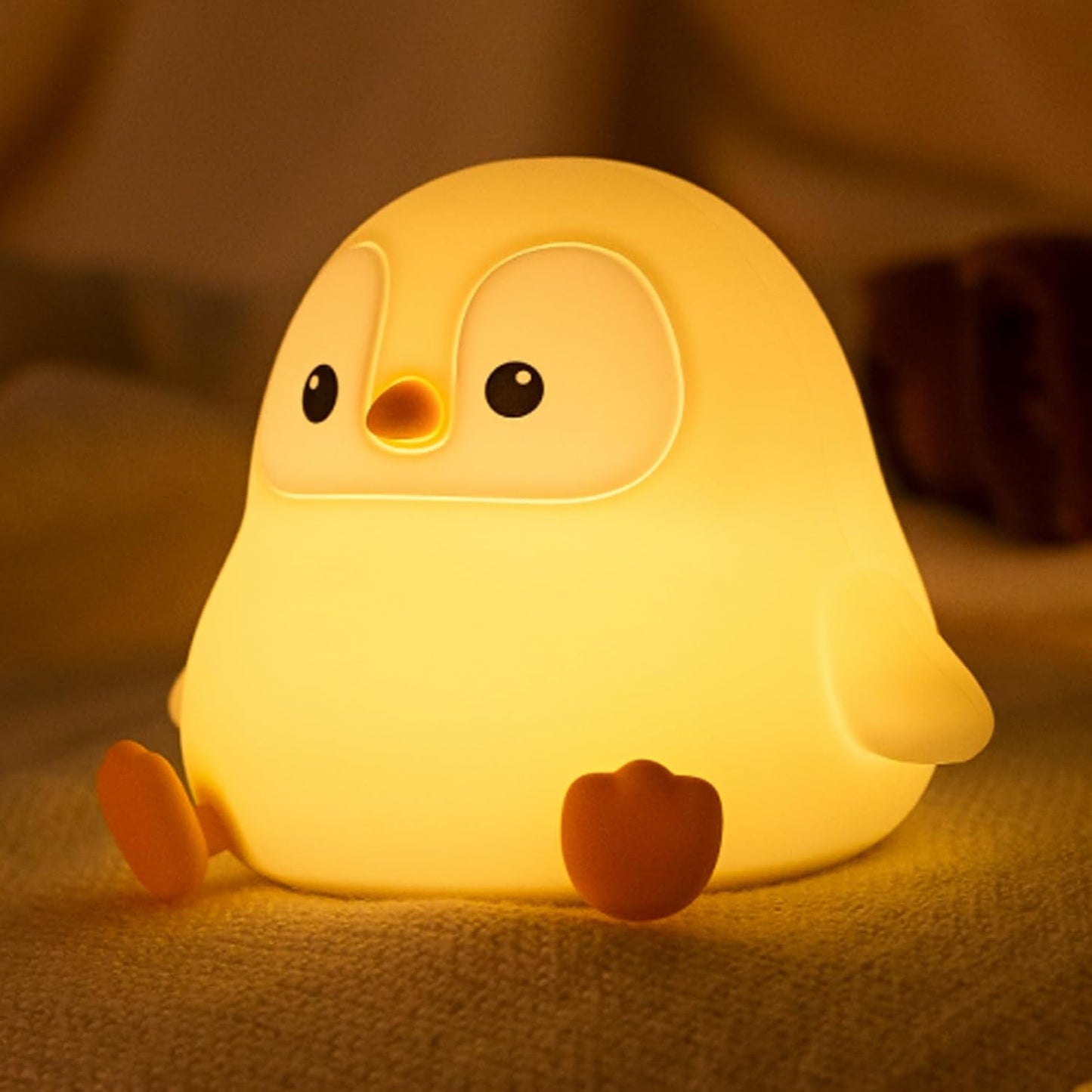 ATSUI Penguin Night Light for Kids – BPA-Free Silicone Nursery Lamp with Auto Shutoff, 2-Level Dimmable Soft Glow