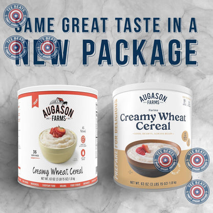 Augason Farms Creamy Wheat Cereal Can – Lightweight Camp Breakfast for Backpacking and Cabin Trips, 55 Servings