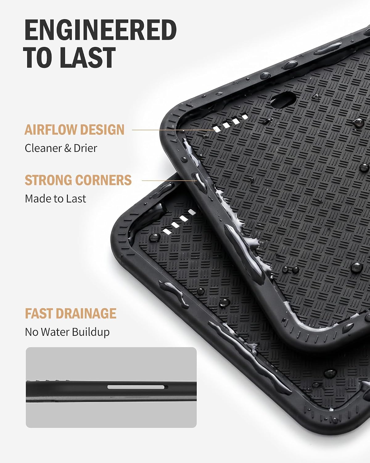 Aujen Matte Black Silicense Plate Frames – Outdoor-Ready Car Accessories, Rain and Salt Resistant