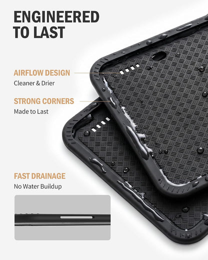 Aujen Matte Black Silicense Plate Frames – Outdoor-Ready Car Accessories, Rain and Salt Resistant