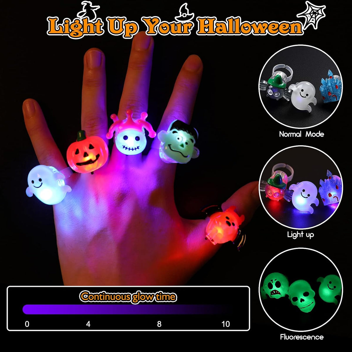 Aurelia Glow 3D Halloween Rings – Weather-Friendly LED Party Favors for Outdoor Halloween Festivals and Parades