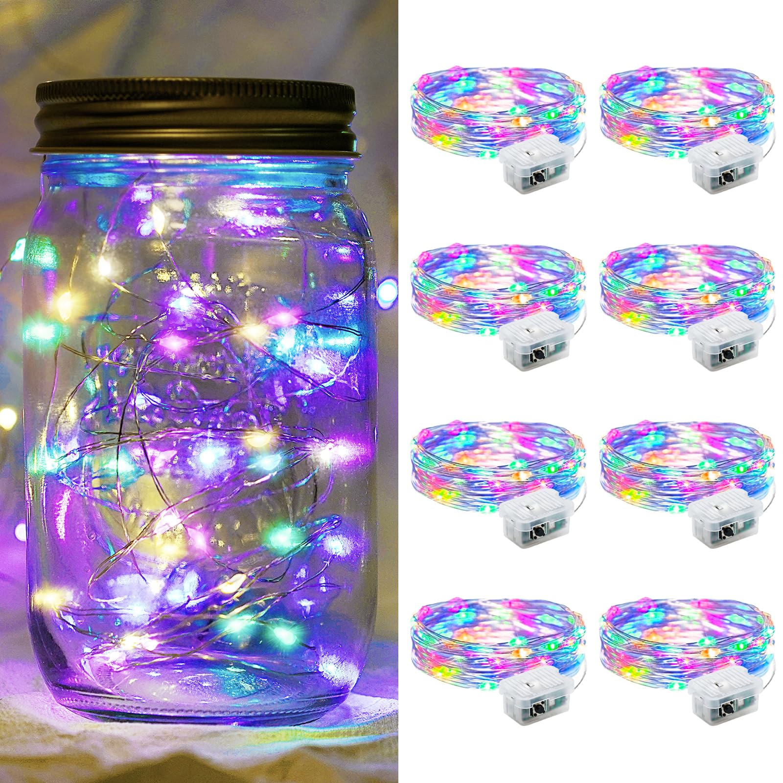 Aurora Glow Fairy Lights 7ft Copper Wire String Lights Battery Operated for Bedroom Aesthetic and Cozy Living Room Decor