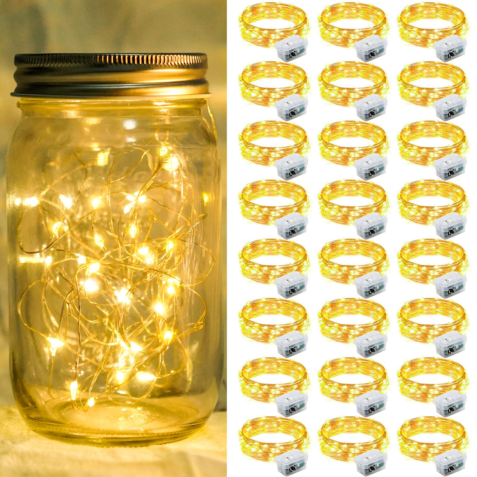 Aurora Glow Fairy Lights 7ft Copper Wire String Lights Battery Operated for Bedroom Aesthetic and Cozy Living Room Decor