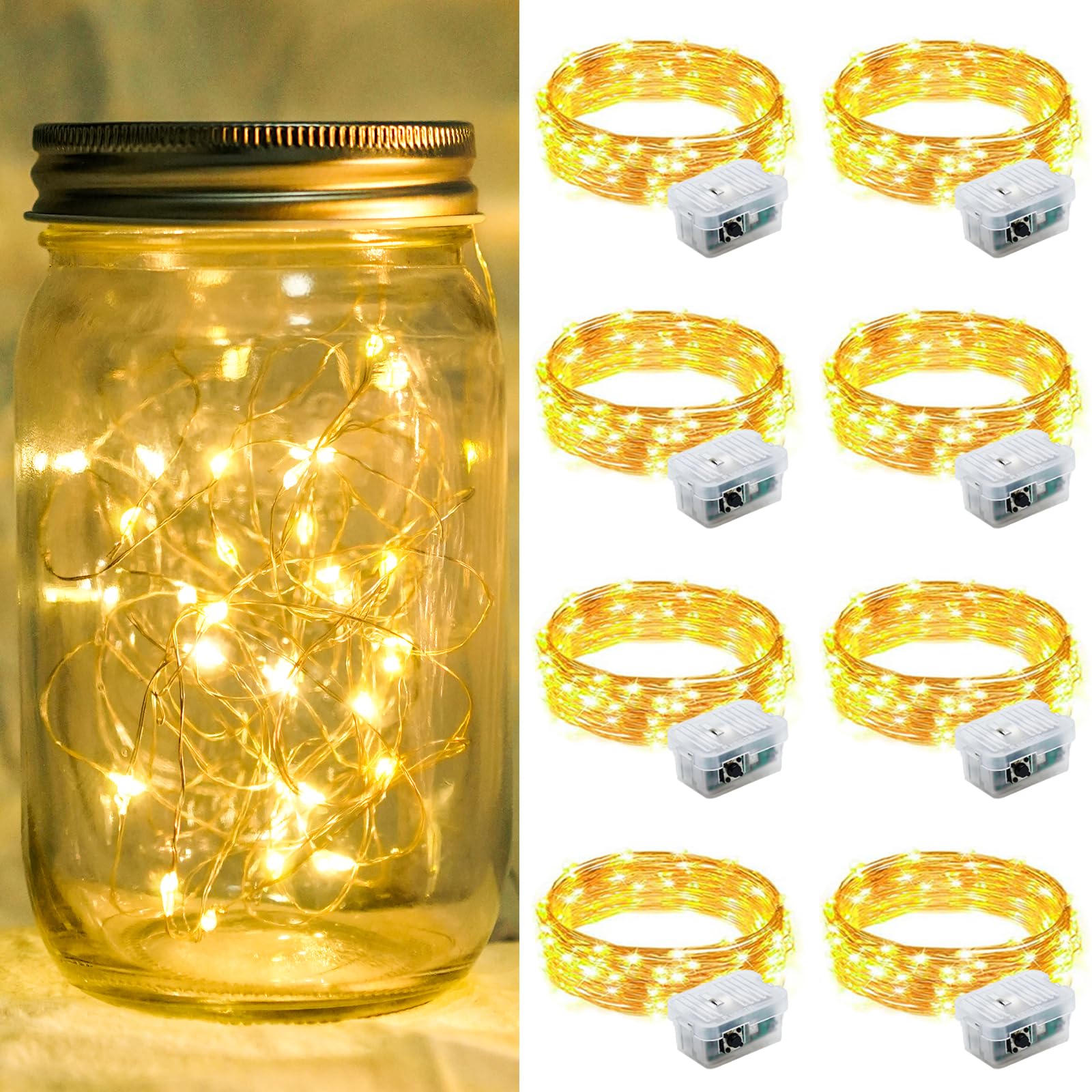 Aurora Glow Fairy Lights 7ft Copper Wire String Lights Battery Operated for Bedroom Aesthetic and Cozy Living Room Decor
