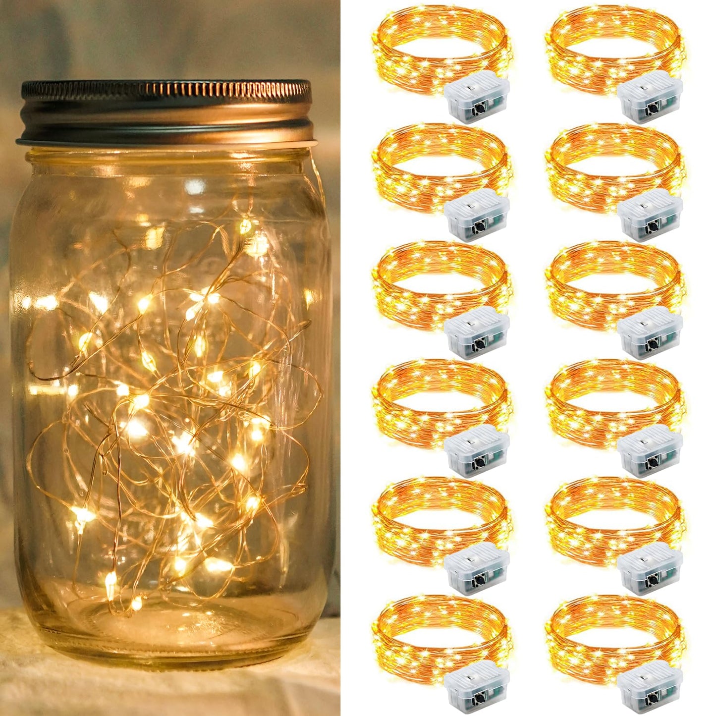 Aurora Glow Fairy Lights 7ft Copper Wire String Lights Battery Operated for Bedroom Aesthetic and Cozy Living Room Decor