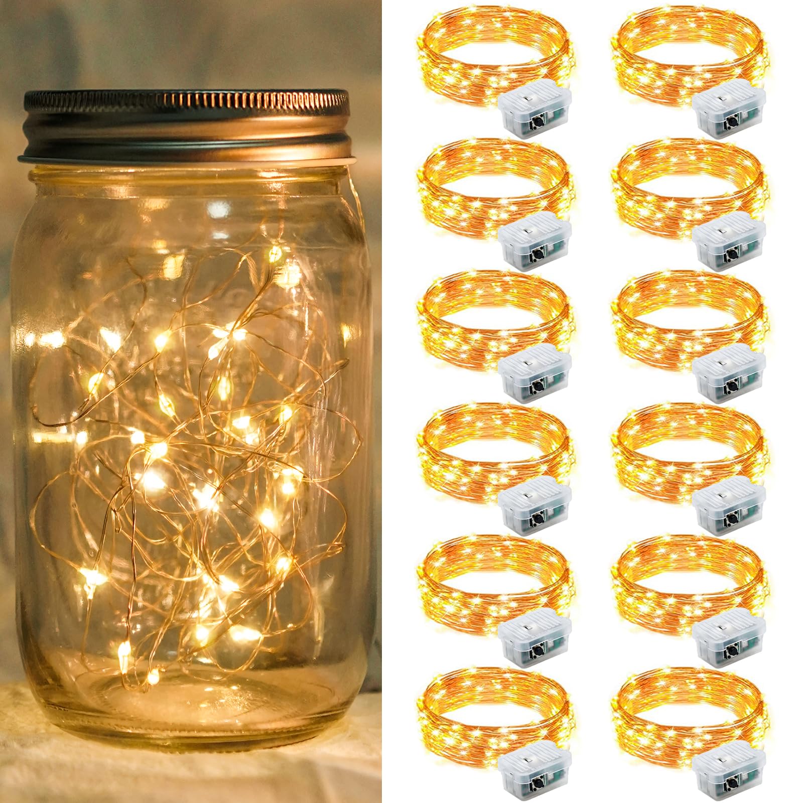 Aurora Glow Fairy Lights 7ft Copper Wire String Lights Battery Operated for Bedroom Aesthetic and Cozy Living Room Decor