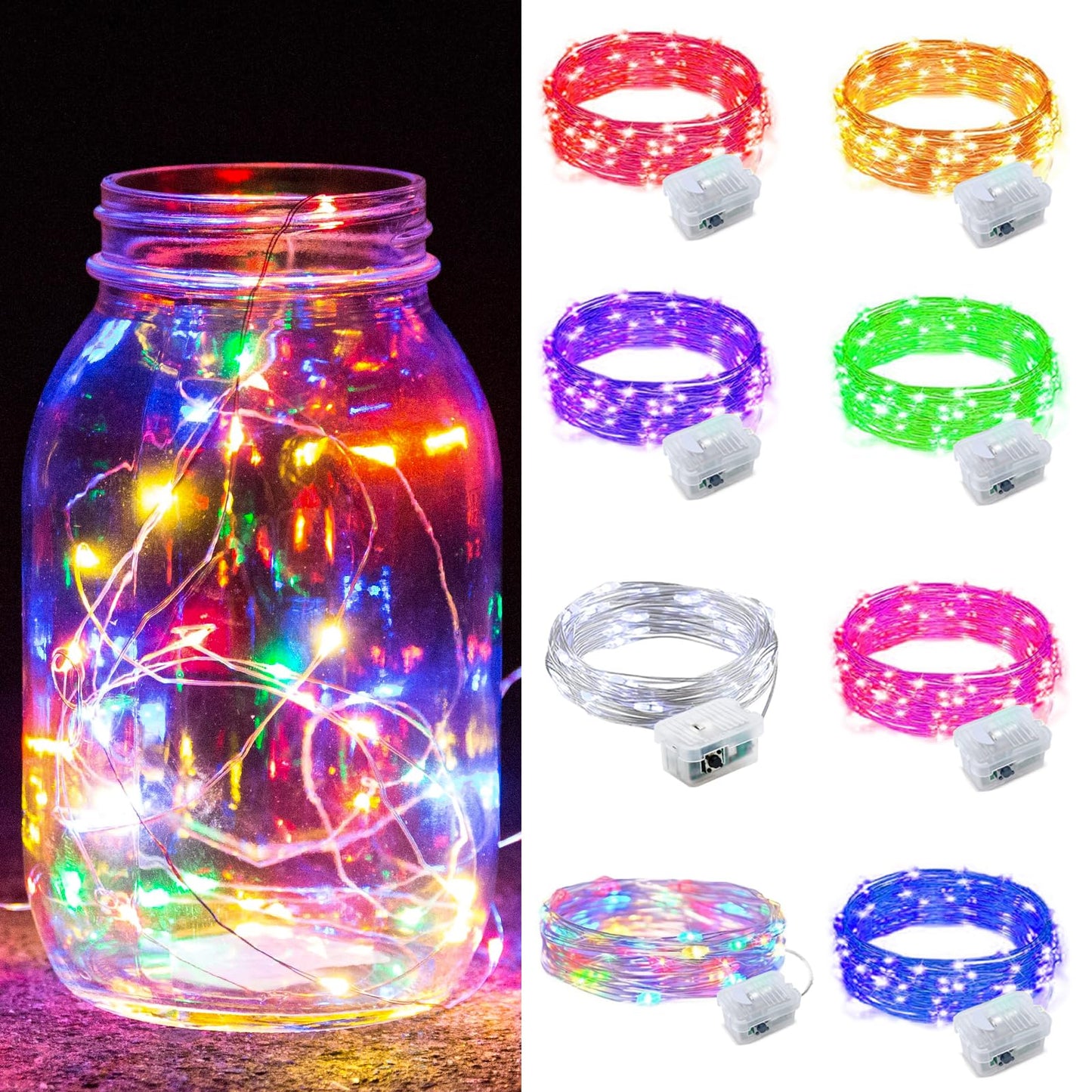Aurora Glow Fairy Lights 7ft Copper Wire String Lights Battery Operated for Bedroom Aesthetic and Cozy Living Room Decor
