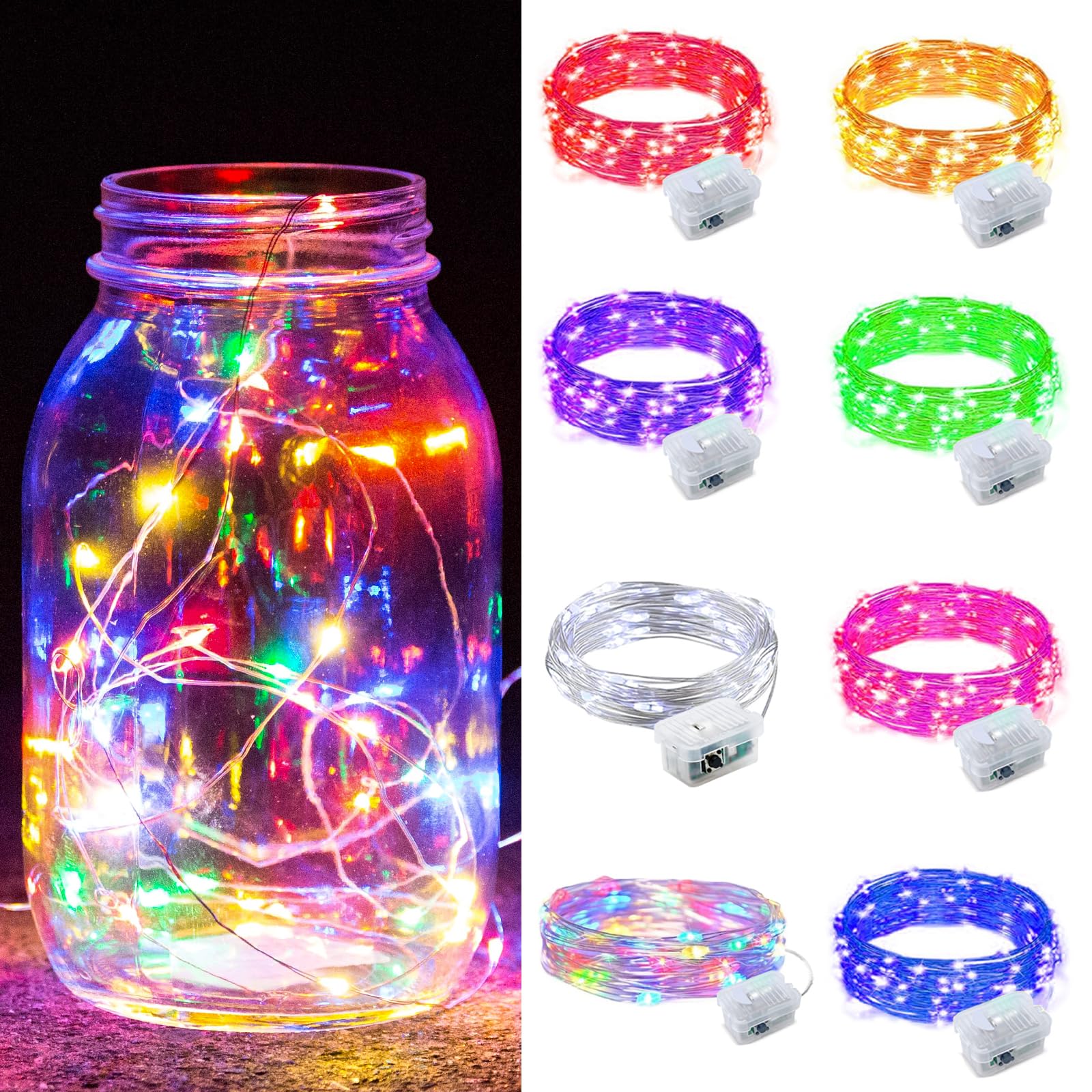 Aurora Glow Fairy Lights 7ft Copper Wire String Lights Battery Operated for Bedroom Aesthetic and Cozy Living Room Decor