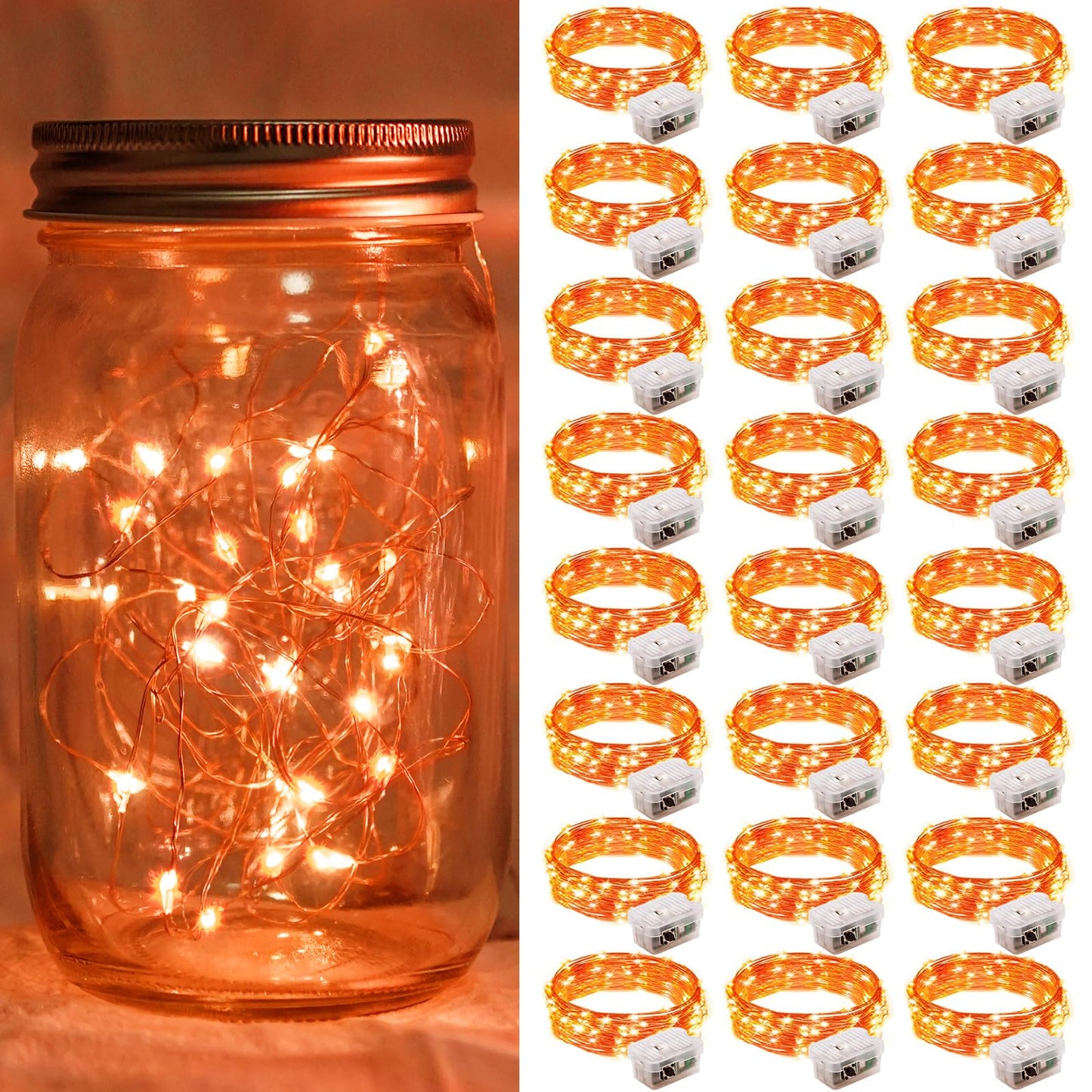 Aurora Glow Fairy Lights 7ft Copper Wire String Lights Battery Operated for Bedroom Aesthetic and Cozy Living Room Decor