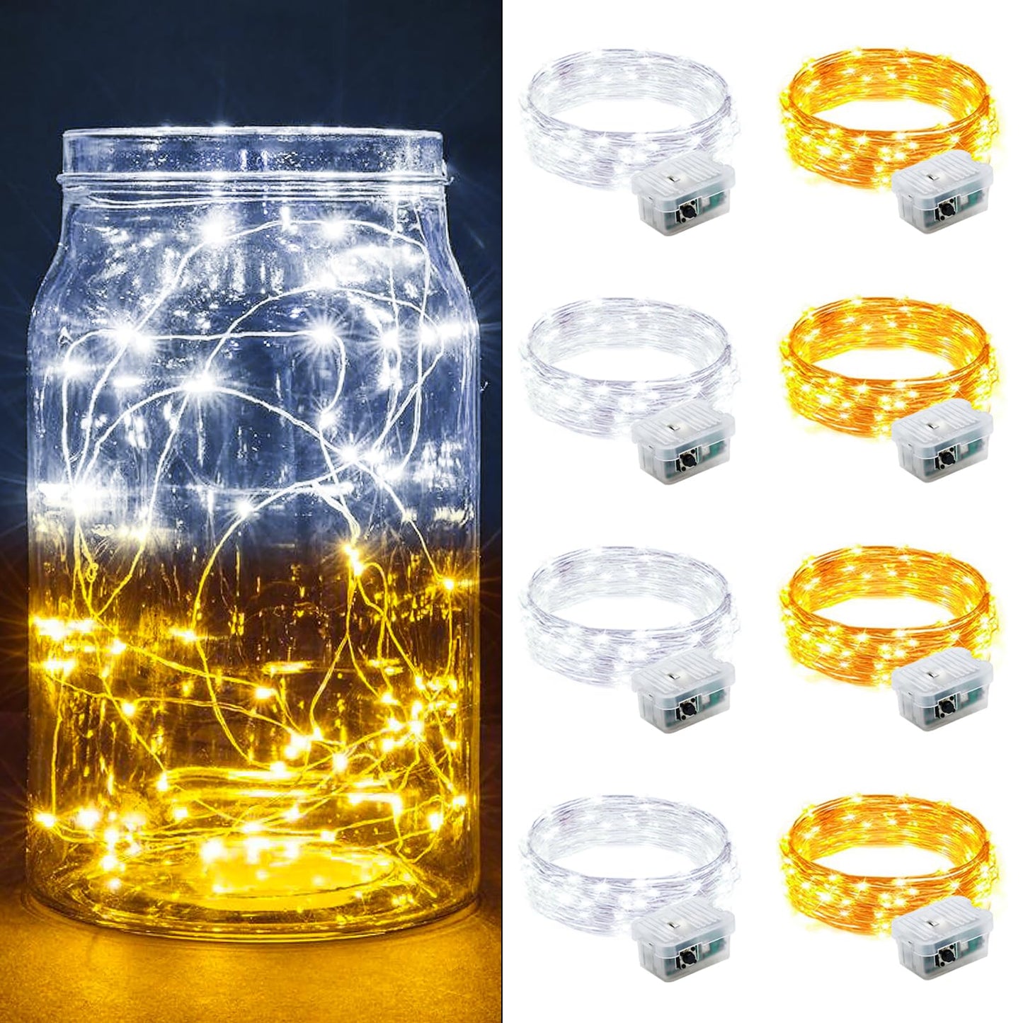 Aurora Glow Fairy Lights 7ft Copper Wire String Lights Battery Operated for Bedroom Aesthetic and Cozy Living Room Decor