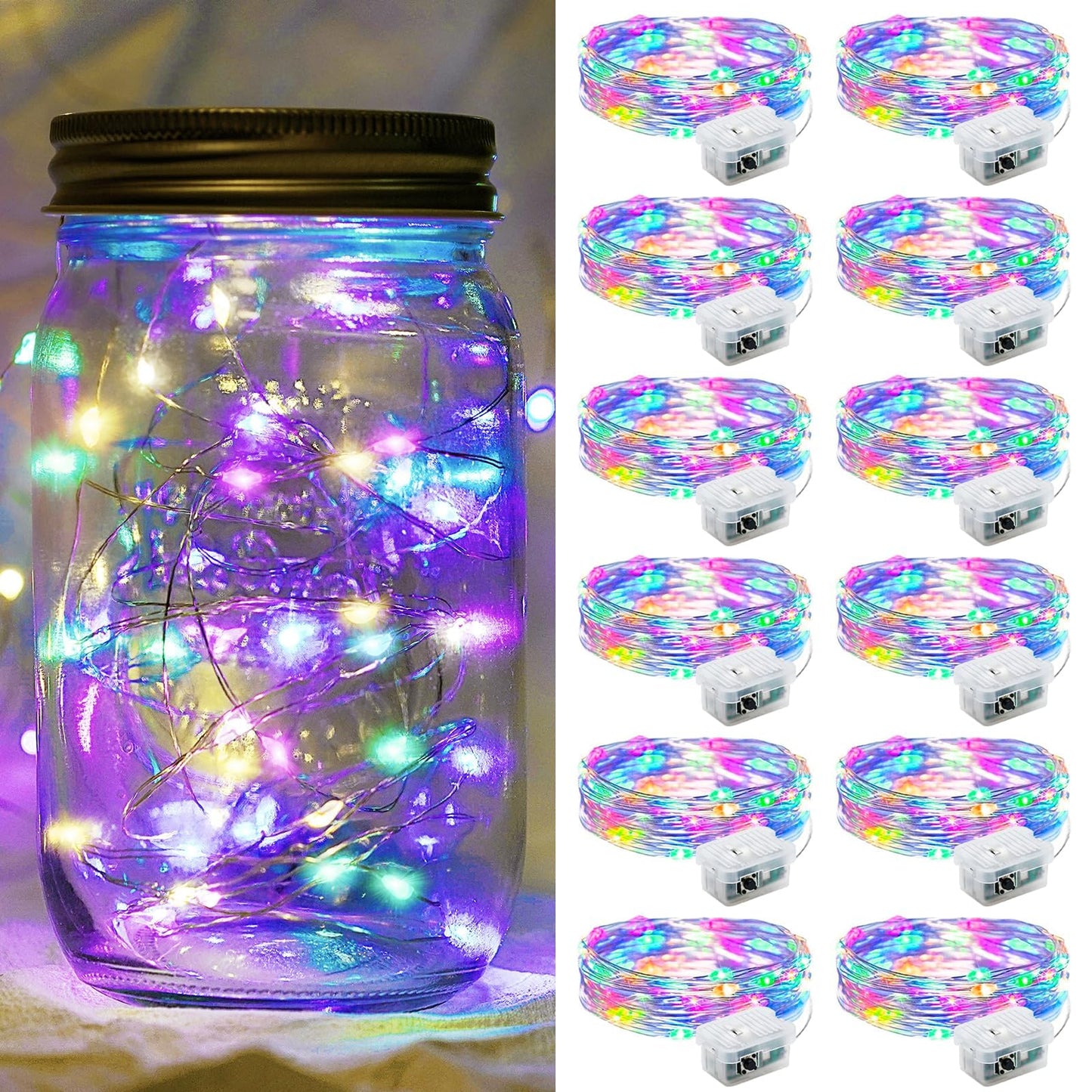 Aurora Glow Fairy Lights 7ft Copper Wire String Lights Battery Operated for Bedroom Aesthetic and Cozy Living Room Decor