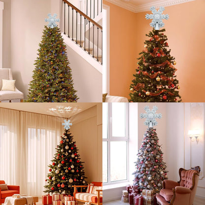 Aurora Glow Snowflake Tree Topper Projector – 3D Glitter Ceiling Light for Cozy Living Room Holiday Aesthetic