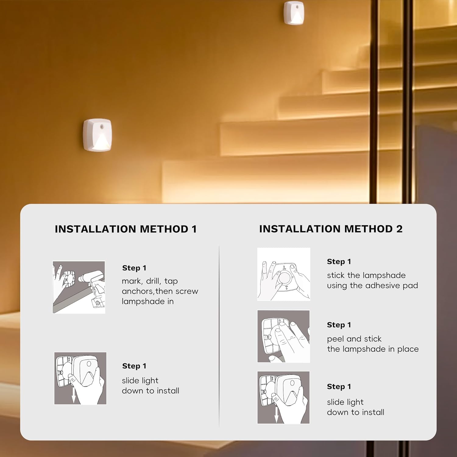 Aurora Glow Stick-On Motion Sensor Lights – Flameless Nighttime Safety for Stairs, Hallways, and Bedrooms