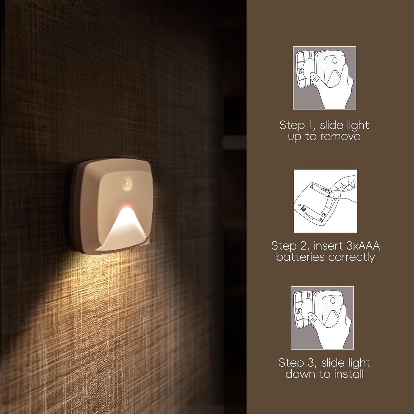 Aurora Glow Stick-On Motion Sensor Lights – Flameless Nighttime Safety for Stairs, Hallways, and Bedrooms