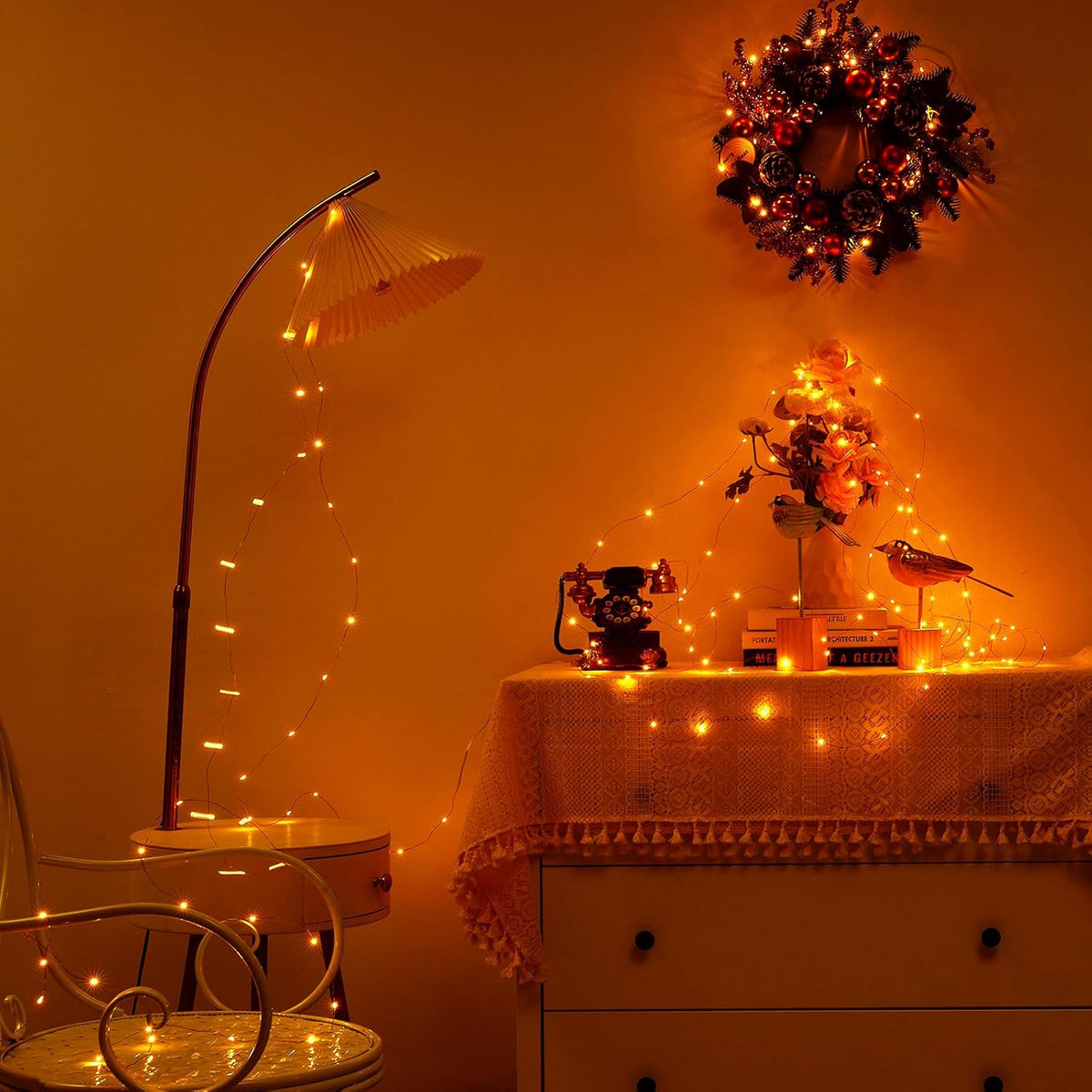 Aurora Glow String Lights – Pet and Child Safe Decor Lighting, No Open Flame with 18-Hour Auto Off Timer
