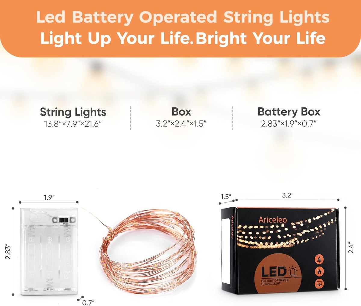 Aurora Glow String Lights – Pet and Child Safe Decor Lighting, No Open Flame with 18-Hour Auto Off Timer