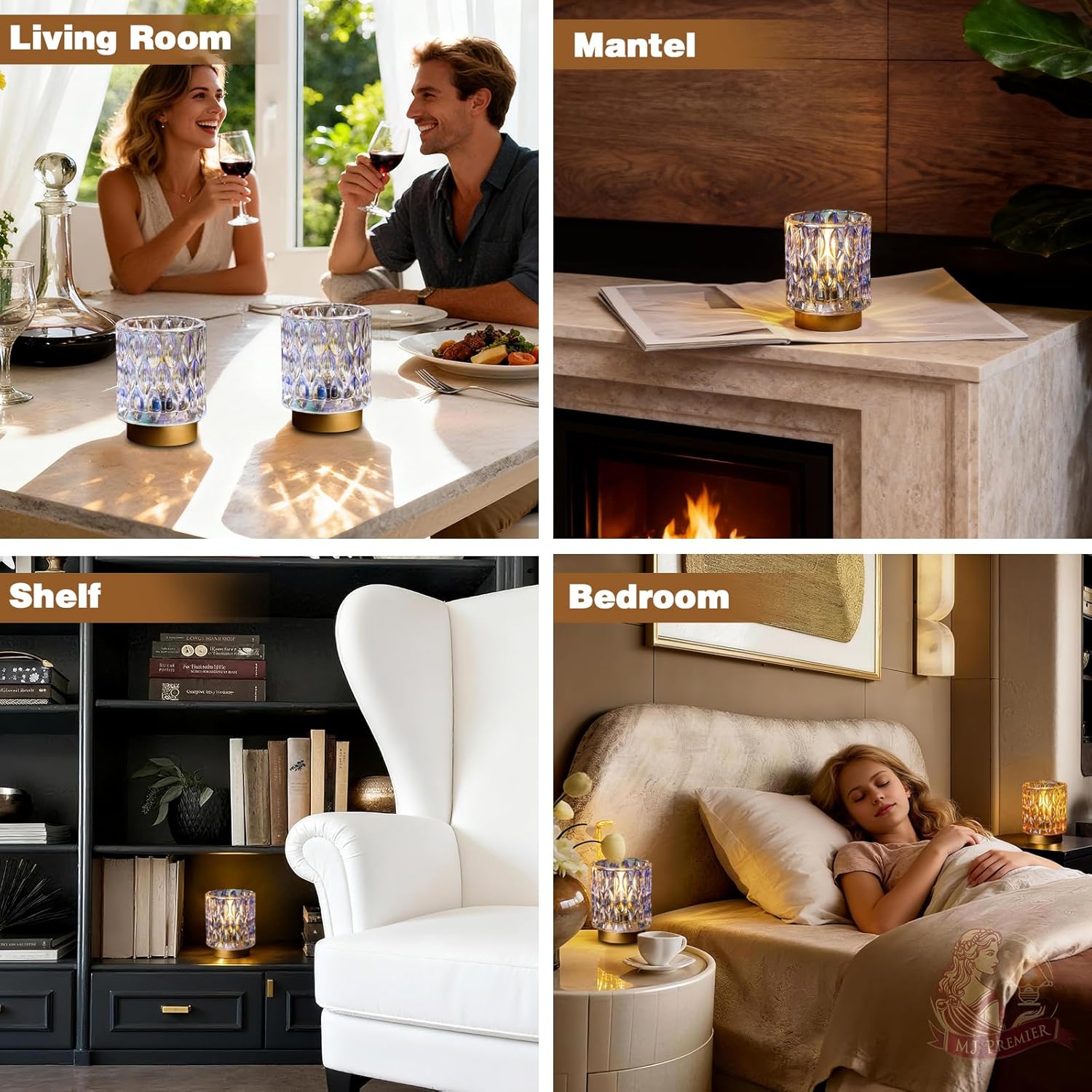 AuroraGlow Crystal Cordless Lamp – Sparkling Accent for Living Room and Coffee Table Decor, Warm LED Glow