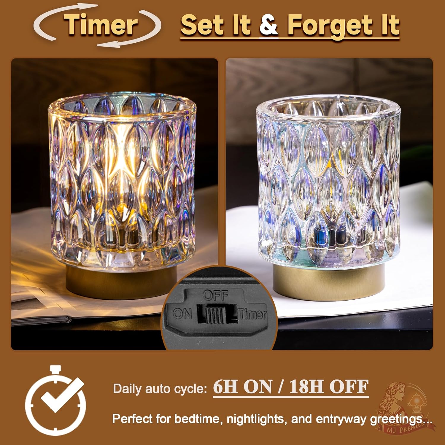 AuroraGlow Crystal Cordless Lamp – Sparkling Accent for Living Room and Coffee Table Decor, Warm LED Glow