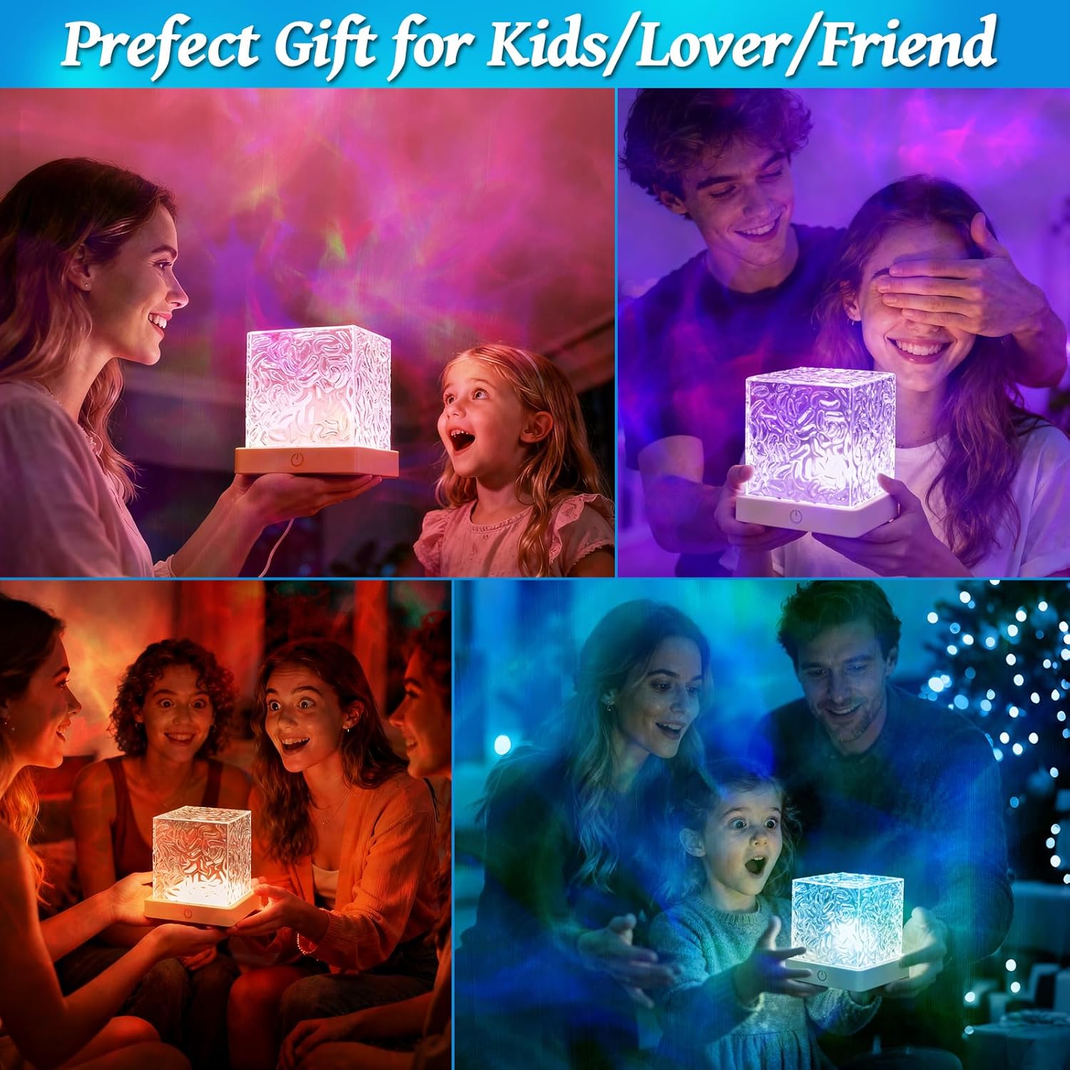AuroraLume Kids Night Light – Safe Flame-Free Ocean Wave Projector for Nursery and Toddler Bedroom