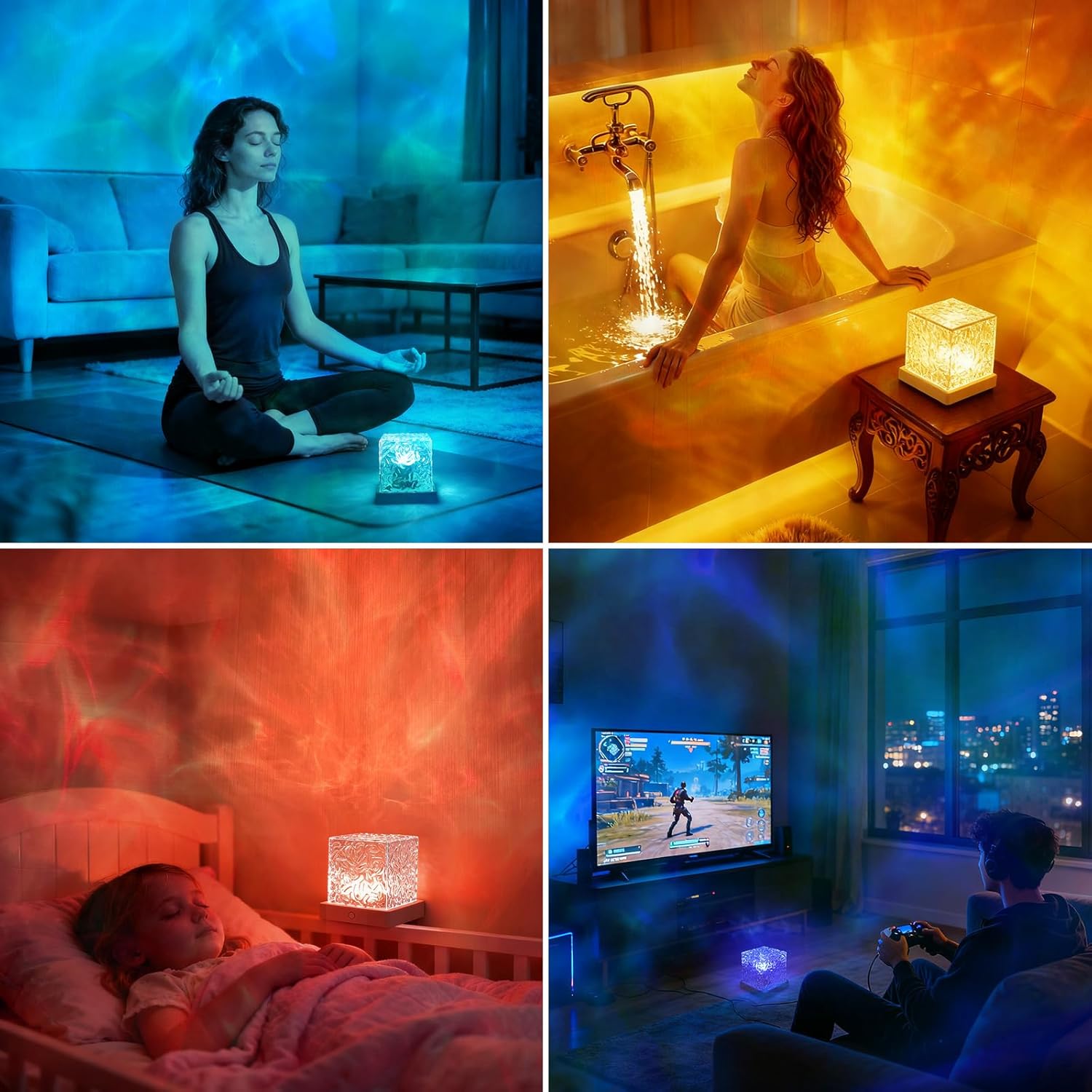 AuroraLume Kids Night Light – Safe Flame-Free Ocean Wave Projector for Nursery and Toddler Bedroom