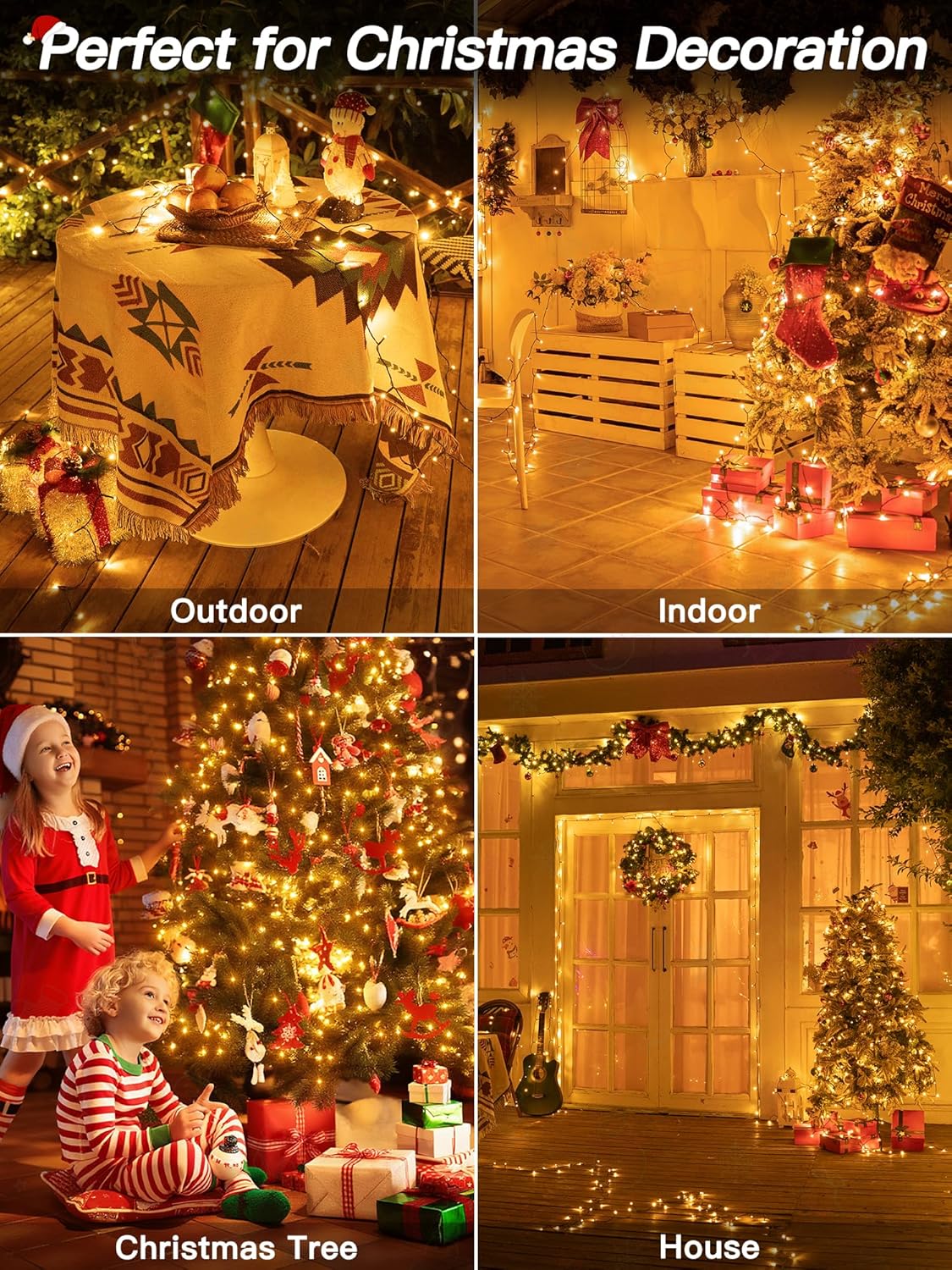 Auseinly Christmas String Lights 66ft 200 LED – Thoughtful Holiday Gift for Mom with Timer and Remote, Warm White Bedroom Fairy Lights