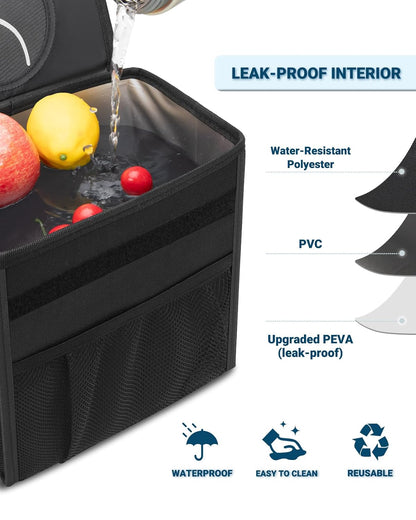 auto-shut-off lid with extended stick strap for stronger odor sealing than single-magnet lids