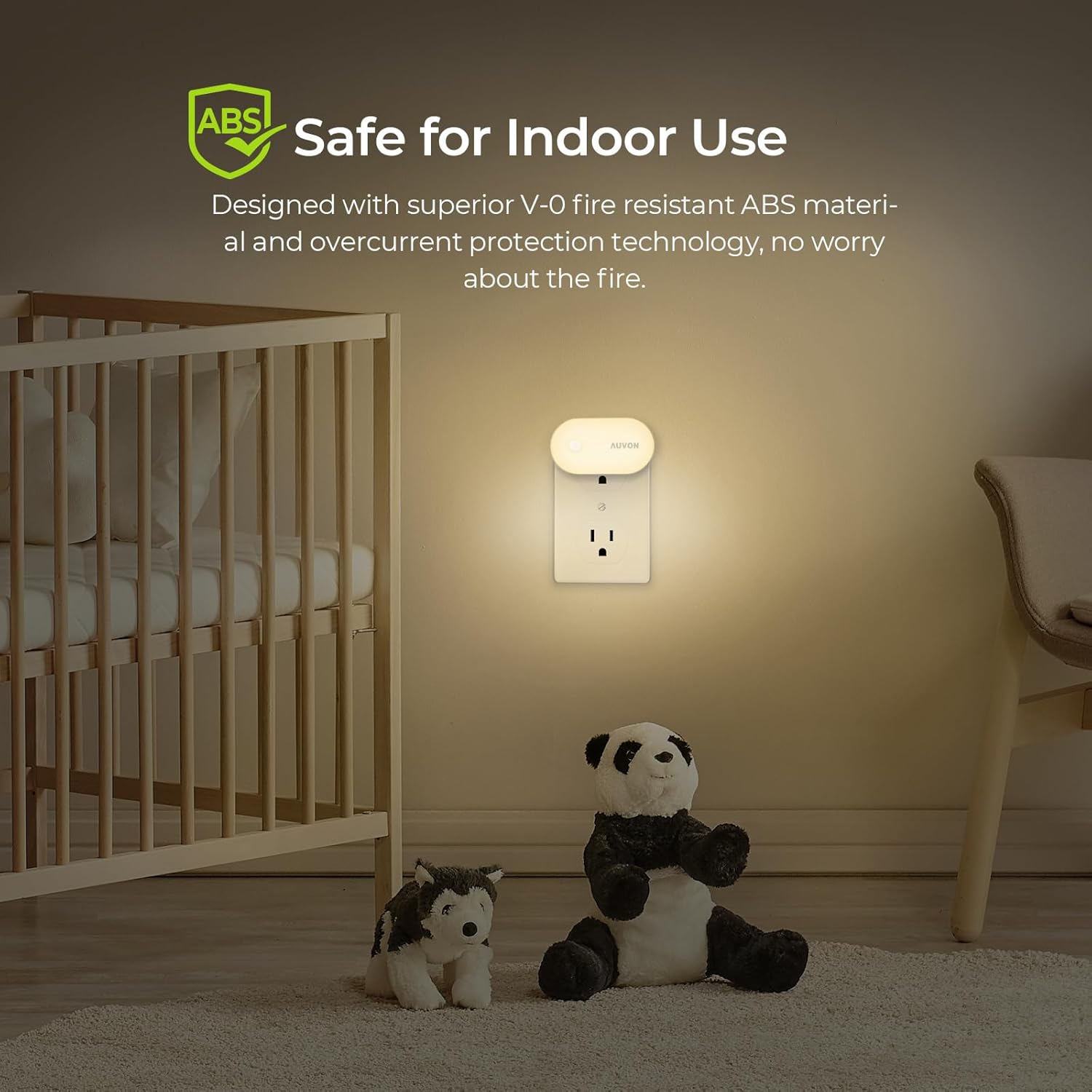 AUVON Motion Sensor Night Light – Flameless Auto Shutoff Nightlight for Bedroom, Bathroom and Hallway Fall Prevention