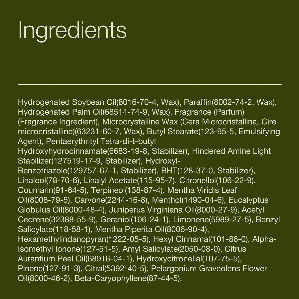 available in 17+ scent profiles (eucalyptus spearmint, japanese cherry blossom, mahogany teakwood, black cherry merlot, strawberry pound cake, champagne toast, moonlit goddess, pistachio milk & honey, and more) in single or 2-packs