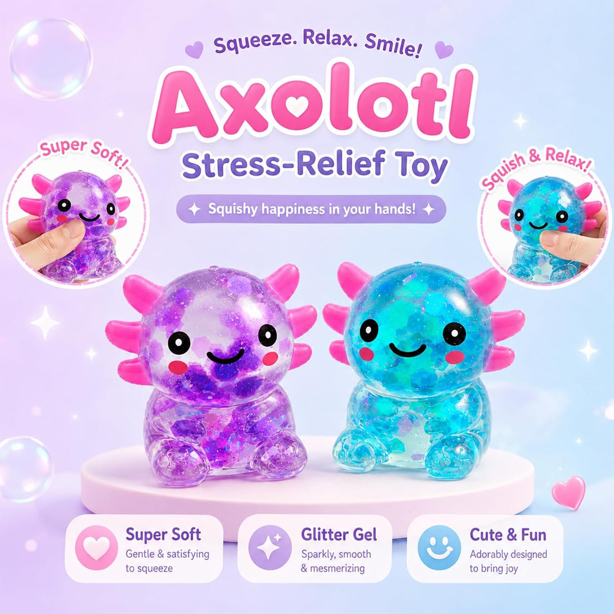 available in four color combinations: bluepink, bluepurple, orangegreen, pabluepurple