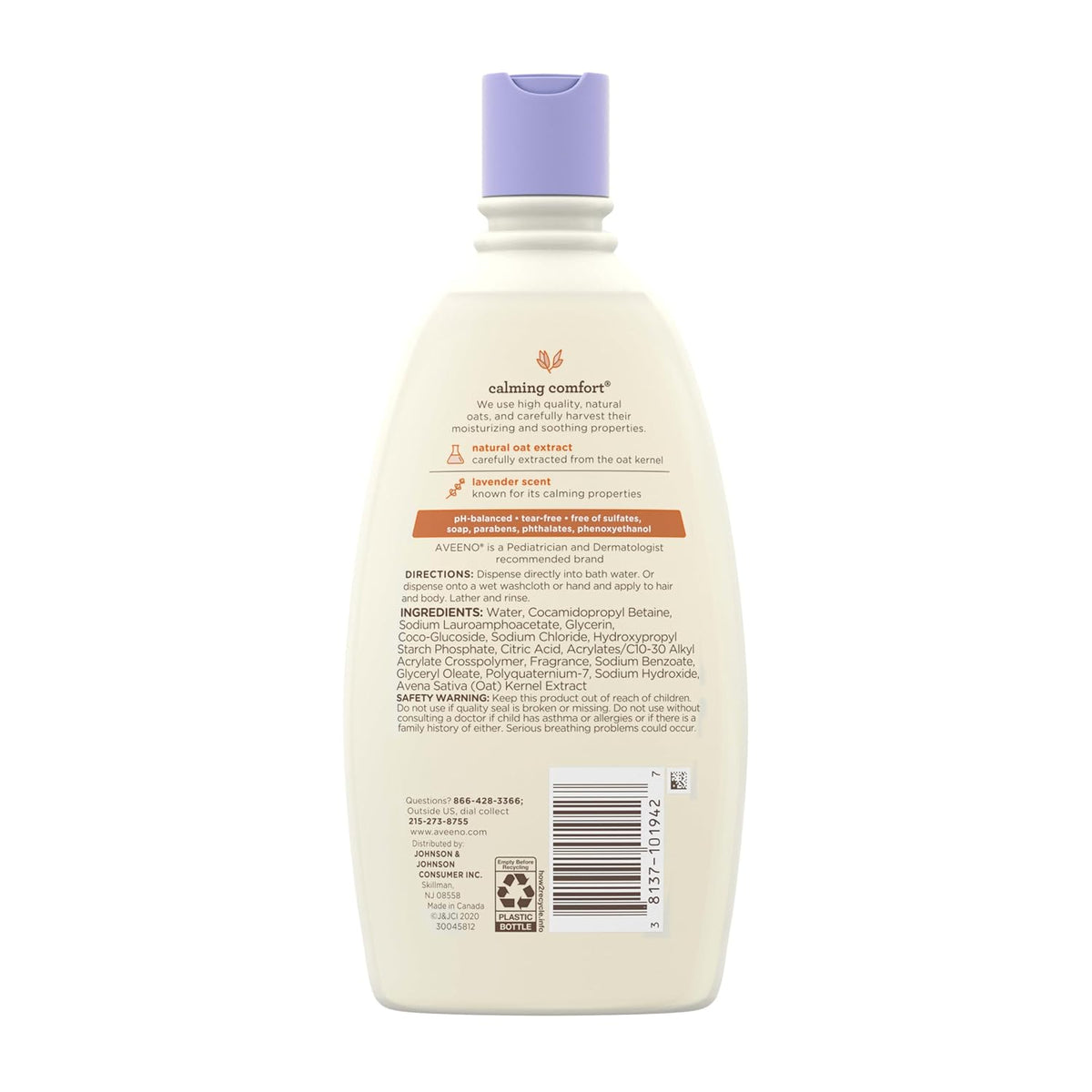 Aveeno Baby Nighttime Calming Comfort Wash – Tear-Free Hypoallergenic Cleanser Free from Parabens Sulfates and Phthalates