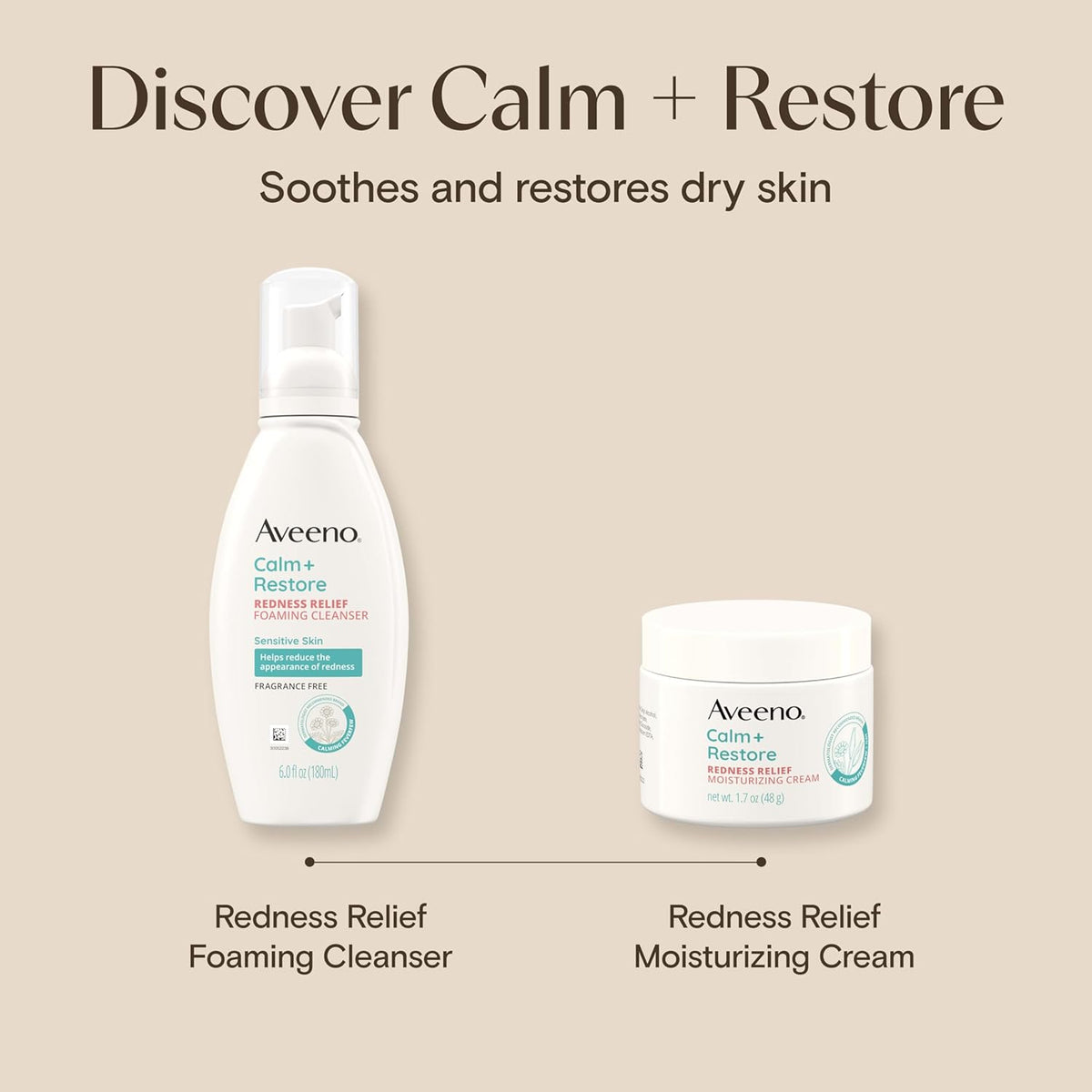Aveeno Calm + Restore Facial Moisturizer – Clean Beauty Staple for an Uncluttered Vanity, Fragrance-Free 1.7 oz