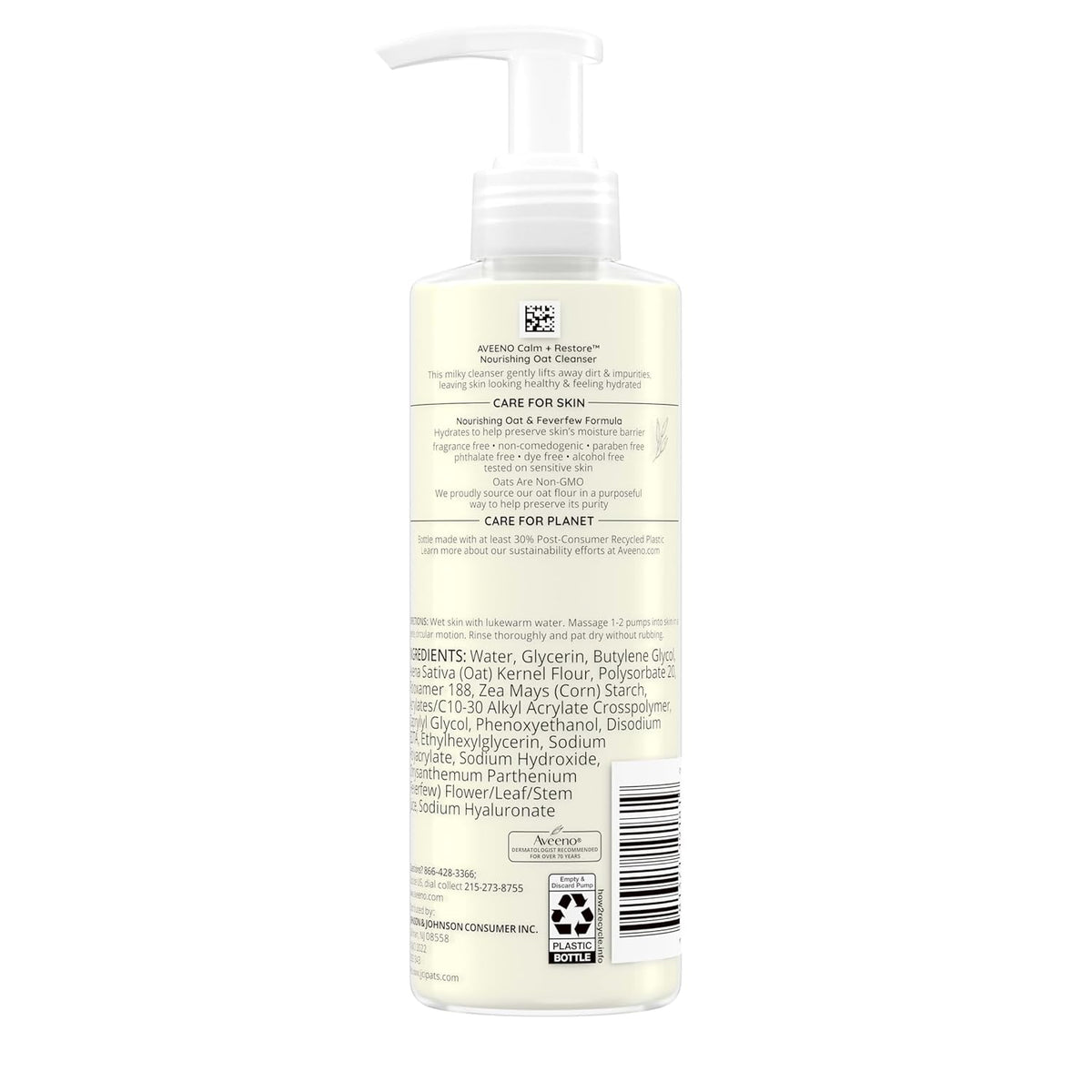 Aveeno Calm + Restore Nourishing Oat Cleanser – Hypoallergenic, Non-Toxic Daily Face Wash for Sensitive Skin