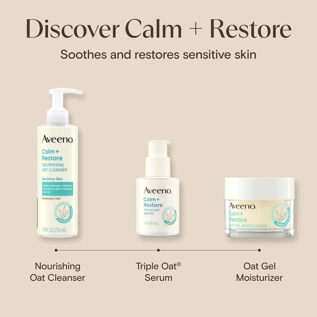 Aveeno Calm + Restore Nourishing Oat Cleanser – Hypoallergenic, Non-Toxic Daily Face Wash for Sensitive Skin