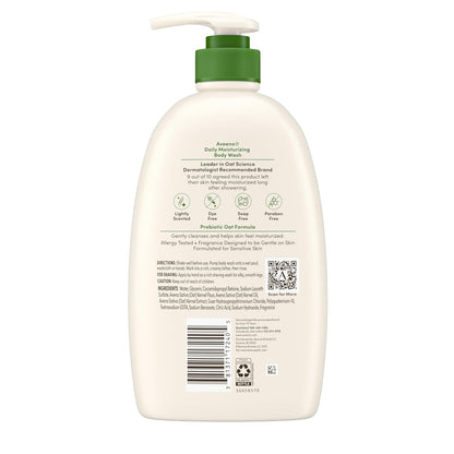 Aveeno Daily Moisturizing Body Wash for Dry & Sensitive Skin – Gentle Prebiotic Oat Cleanser for a Mindful Bath Ritual, 33 fl oz
