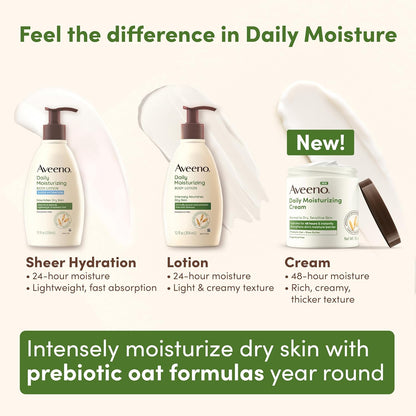 Aveeno Daily Moisturizing Cream – Premium Prebiotic Oat & Shea Butter in Elegant 20 oz Vessel