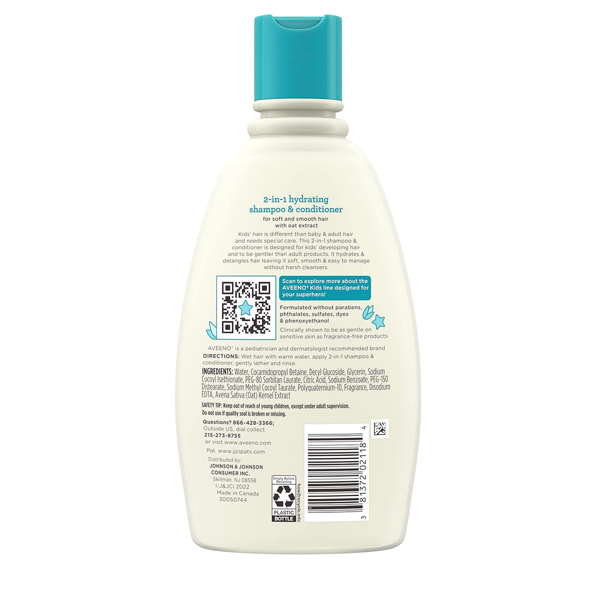 Aveeno Kids Gentle Detangling Shampoo & Conditioner, Safe for Toddler Bathrooms & Playrooms