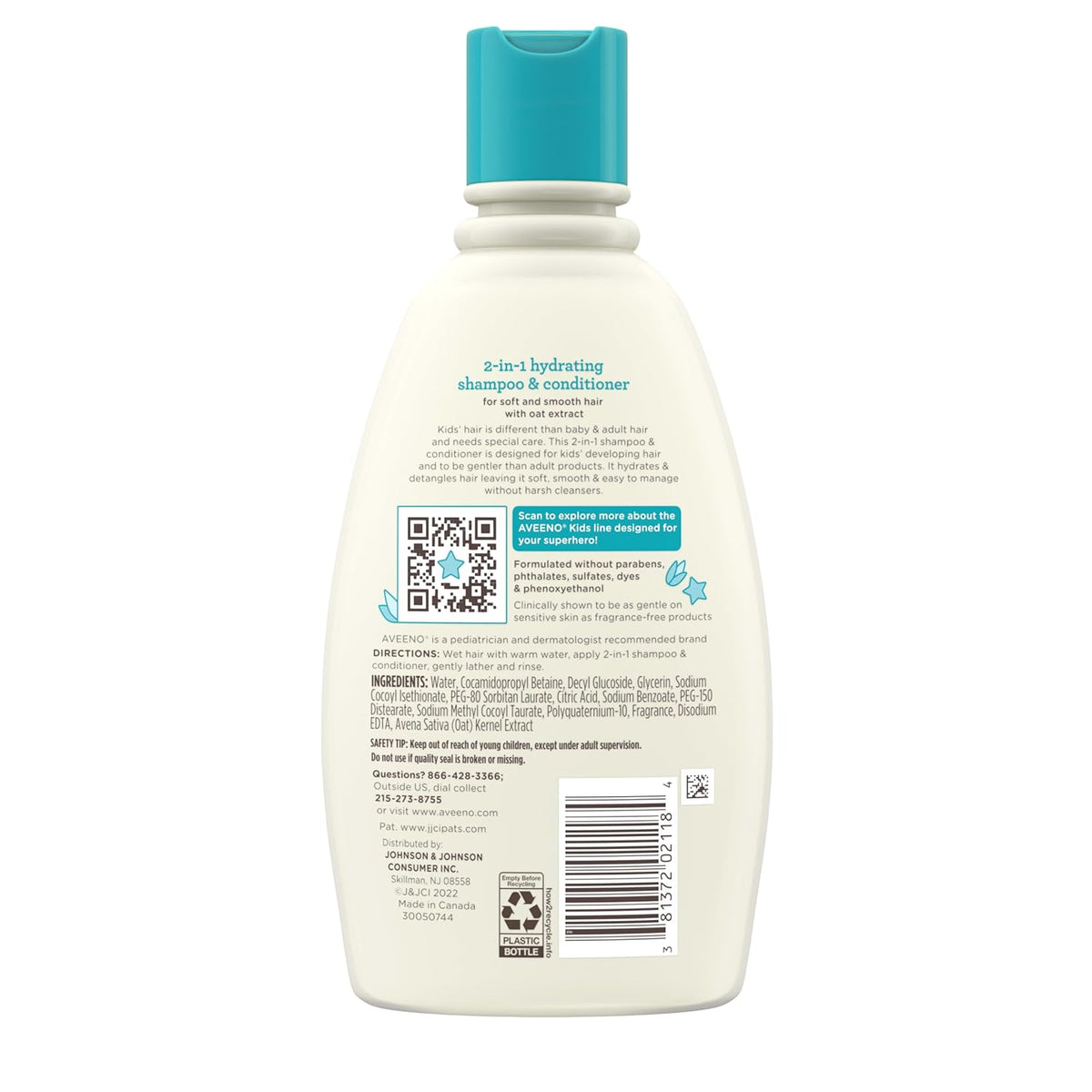 Aveeno Kids Gentle Detangling Shampoo & Conditioner, Safe for Toddler Bathrooms & Playrooms
