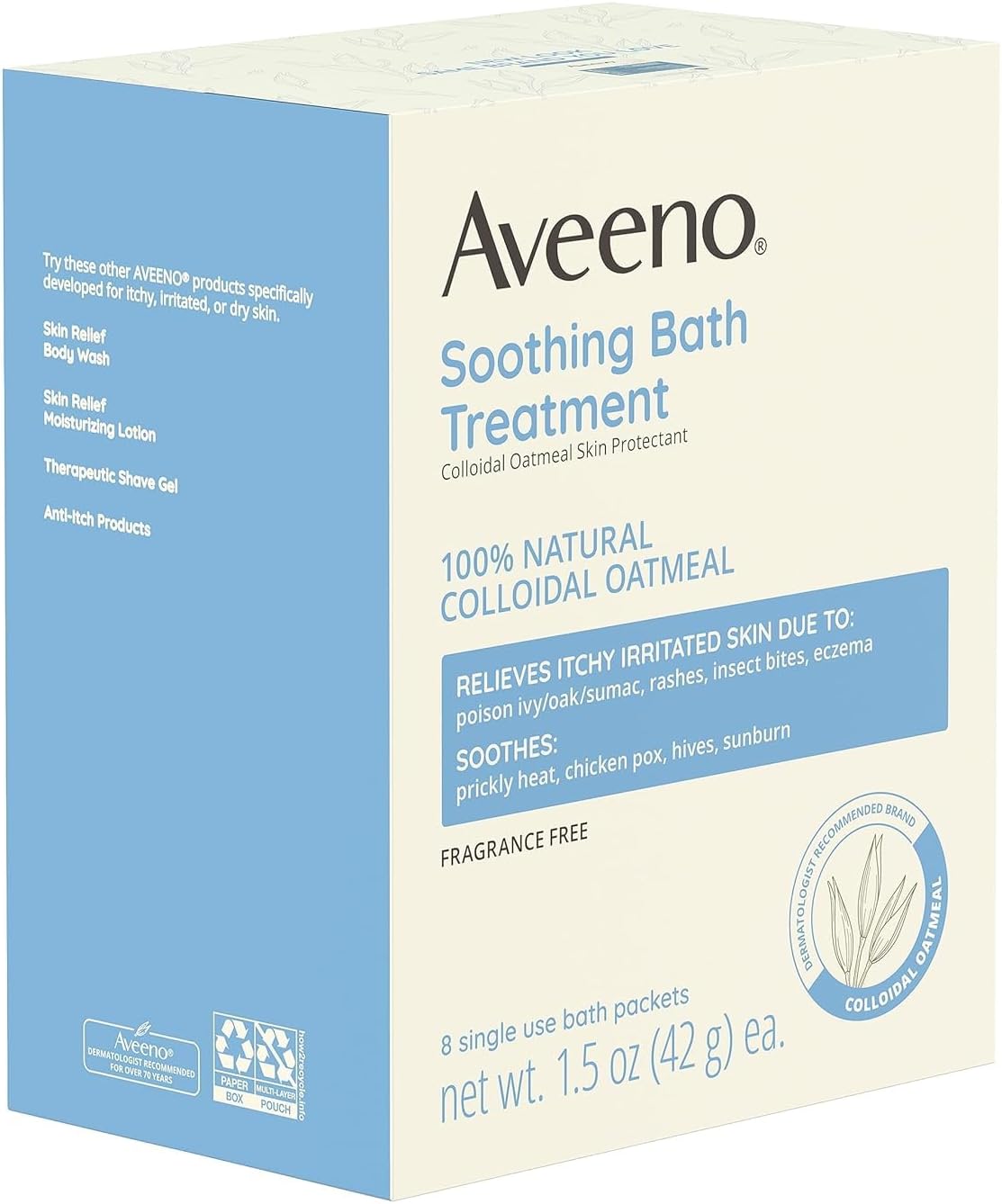 Aveeno Oatmeal Bath Soak Packets – Portable Poison Ivy & Sunburn Relief After Hiking & Yard Work