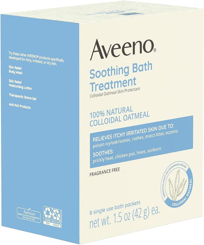 Aveeno Oatmeal Bath Soak Packets – Portable Poison Ivy & Sunburn Relief After Hiking & Yard Work