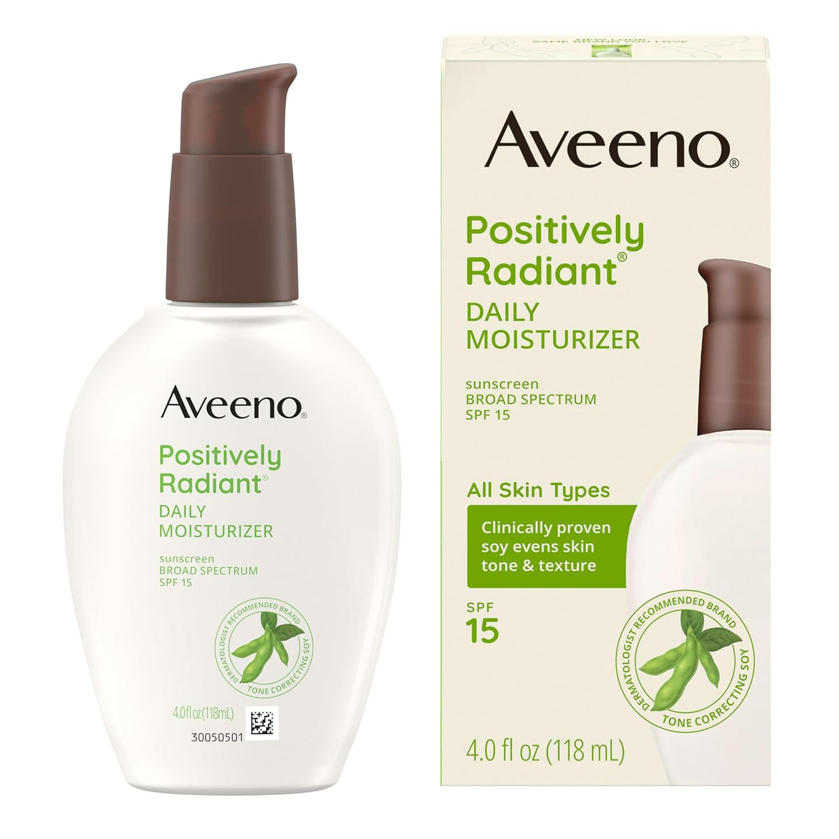 Aveeno Positively Radiant Daily Face Moisturizer SPF 15 – Hypoallergenic, Non-Comedogenic Hydration for Sensitive Skin