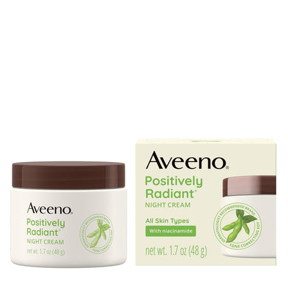 Aveeno Positively Radiant Night Cream – Hypoallergenic, Paraben-Free Skincare Safe for Sensitive Skin