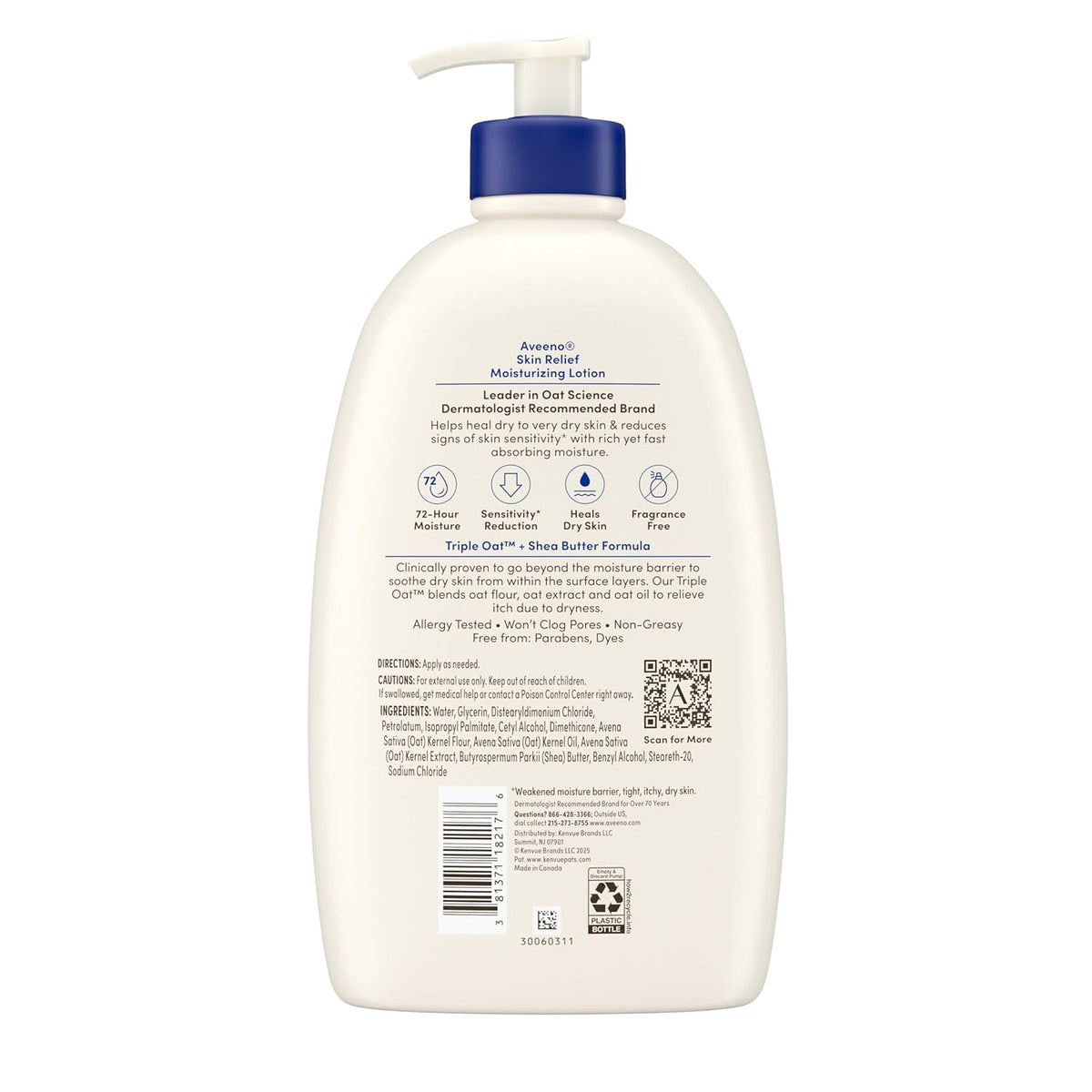 Aveeno Skin Relief Moisturizing Lotion – Gentle Fragrance-Free Family Lotion Safe for Kids and Babies