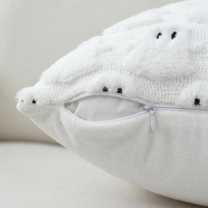 AVOIN colorlife Halloween Pillow Cover – Subtle Ghost Motif Reading Nook Accent, Faux Fur Texture for Fall Home Styling